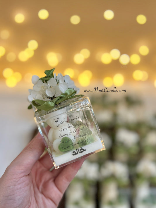 Rose bouquet candle in acrylic boxes